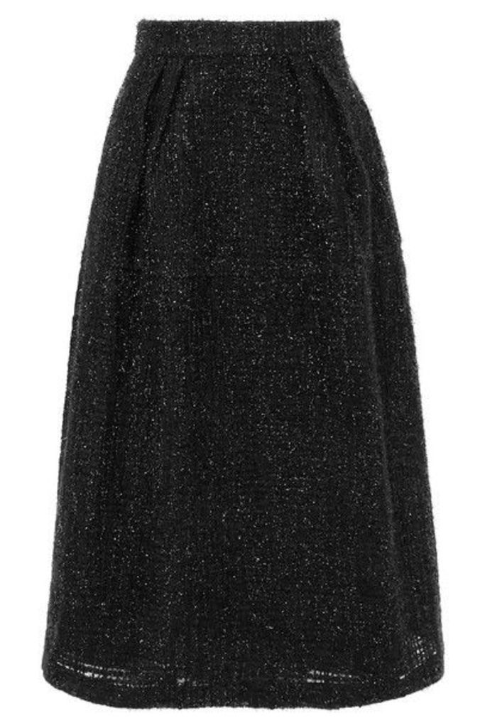 Co - Metallic Tweed Midi Skirt - Black