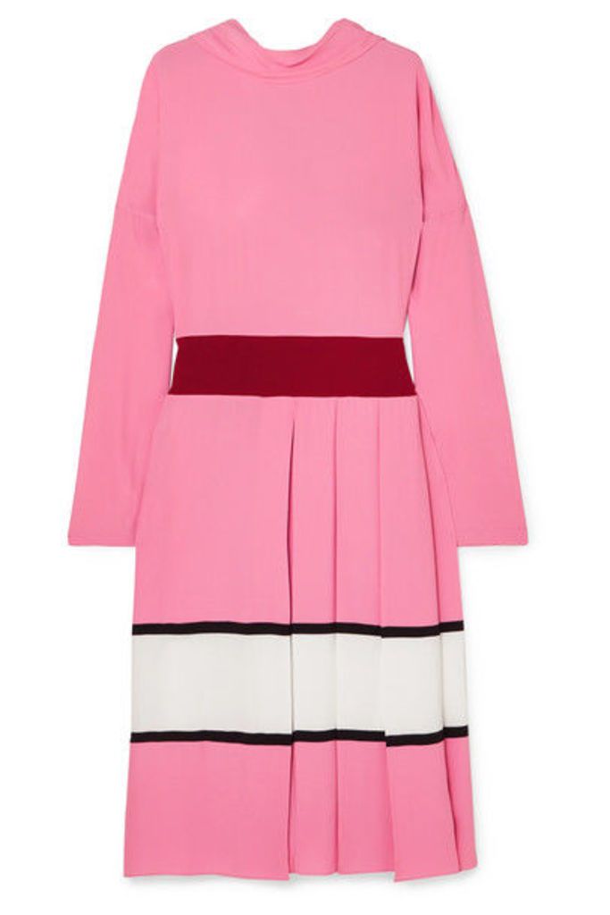 Marni - Pleated Color-block Crepe Midi Dress - Pink
