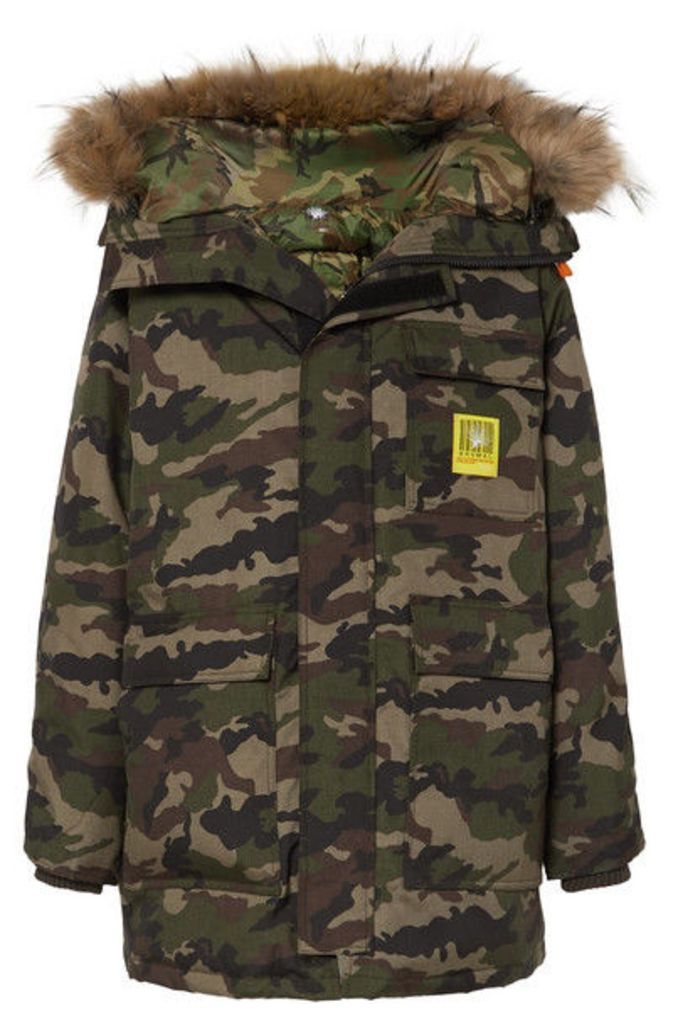 Brumal - Hooded Faux Fur-trimmed Camouflage-print Shell Down Parka - Army green