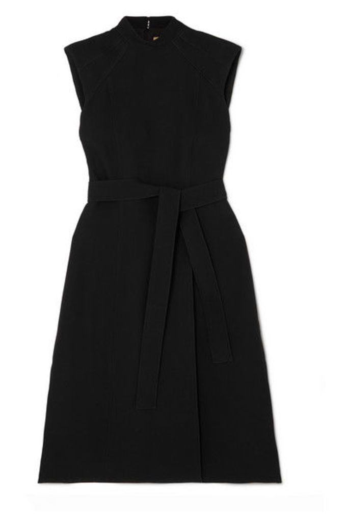 Burberry - Belted Wool And Silk-blend Midi Dress - Black