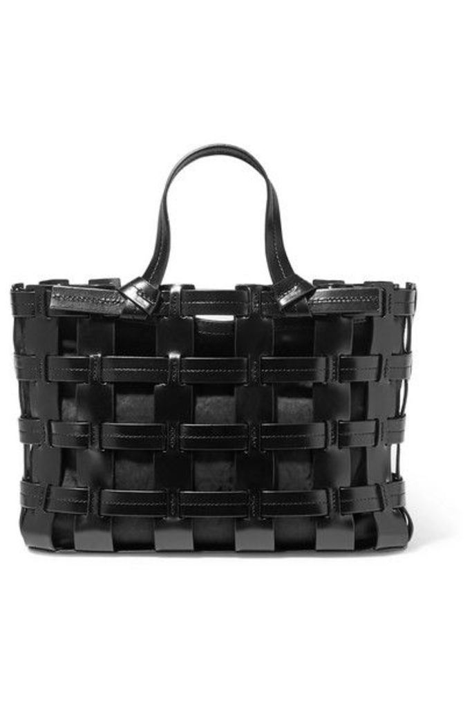 Trademark - Frances Caged Leather And Canvas Tote - Black