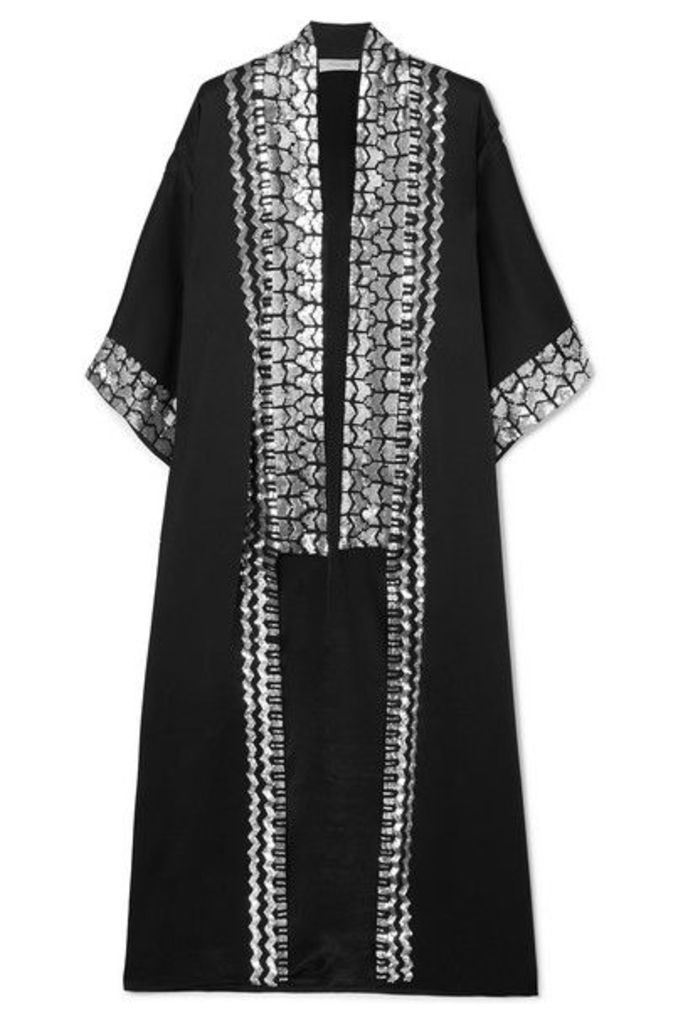 Temperley London - Sequin-embellished Satin-crepe Kimono - Black