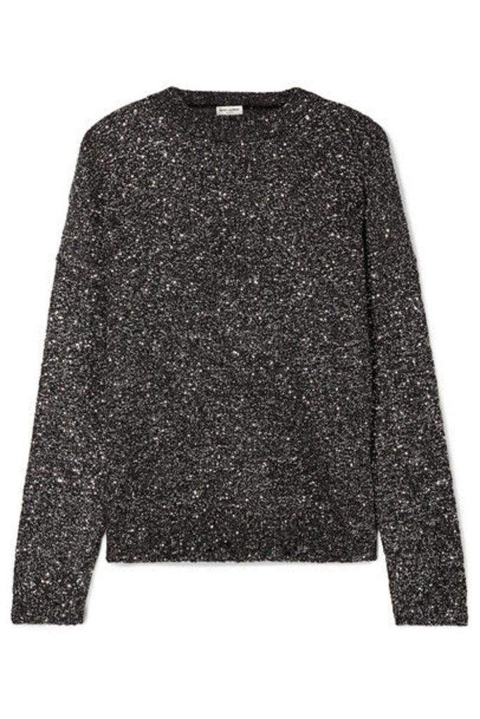 SAINT LAURENT - Sequined Stretch-knit Sweater - Charcoal