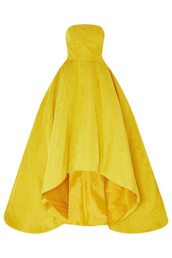Oscar de la Renta - Strapless Asymmetric Cotton-blend Moire Gown - Yellow