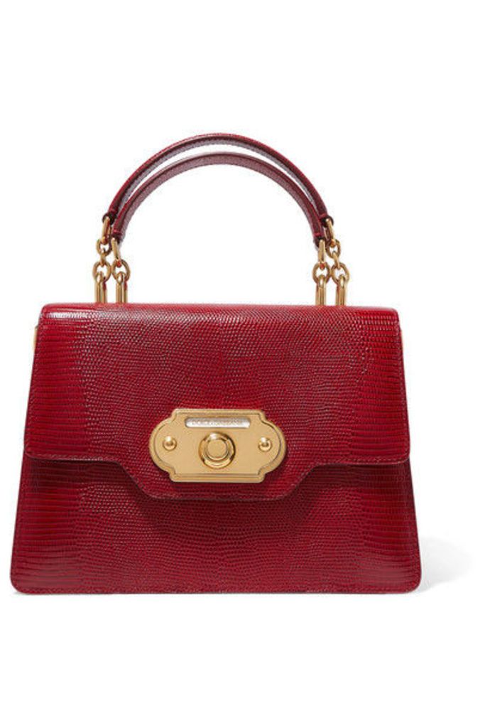 Dolce & Gabbana - Welcome Medium Lizard-effect Leather Tote - Red