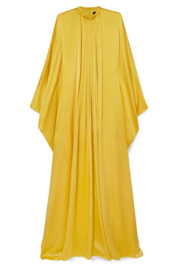 Andrew Gn - Pleated Silk-satin Gown - Yellow