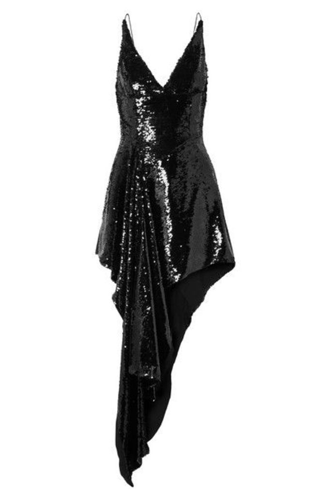 16ARLINGTON - Draped Sequined Crepe Dress - Black