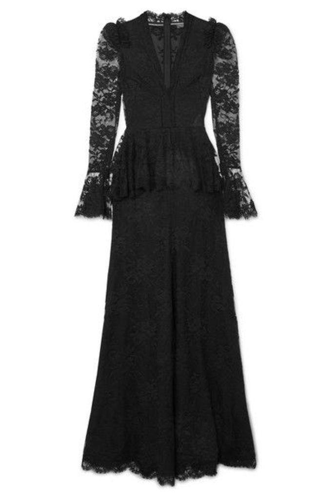 Alexander McQueen - Cotton-blend Lace Peplum Gown - Black