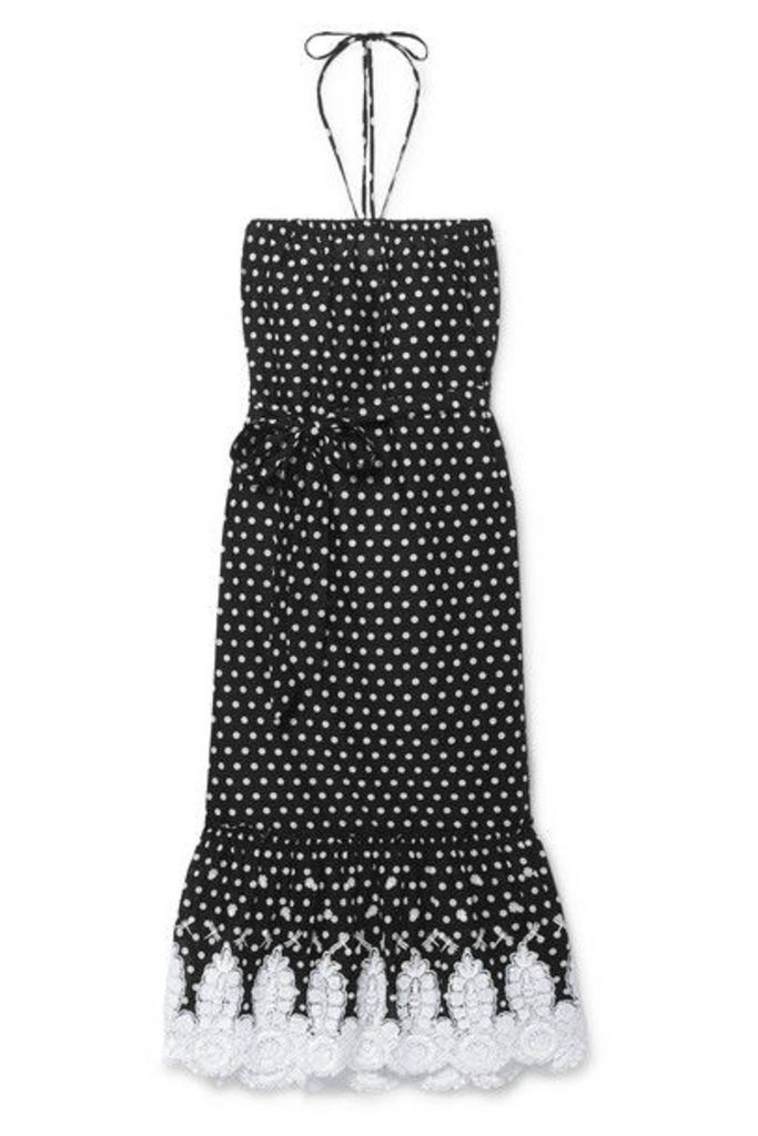 Miguelina - Emery Crocheted Polka-dot Cotton-voile Midi Dress - Black