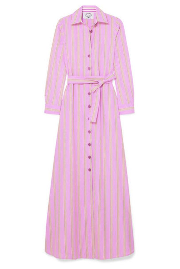 Evi Grintela - Valerie Belted Striped Cotton-poplin Maxi Dress - Pink
