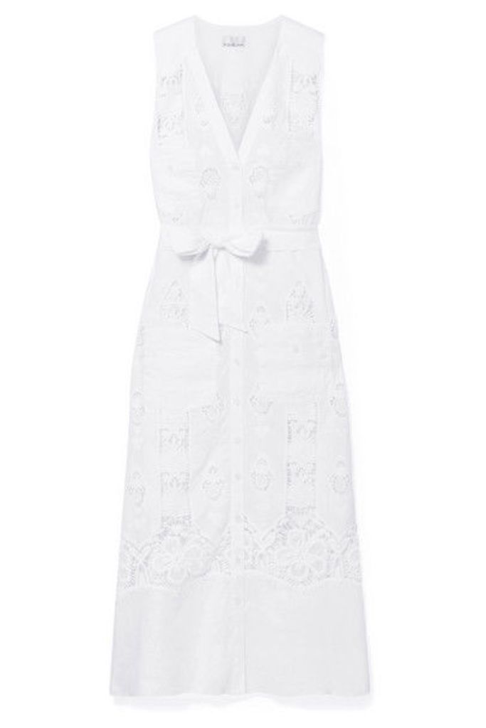 Miguelina - Alexia Guipure Cotton-lace And Linen Midi Dress - White