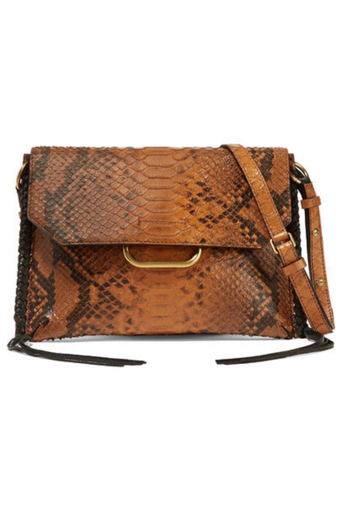 Isabel Marant - Sinky Whipstitched Snake-effect Leather Shoulder Bag - Brown