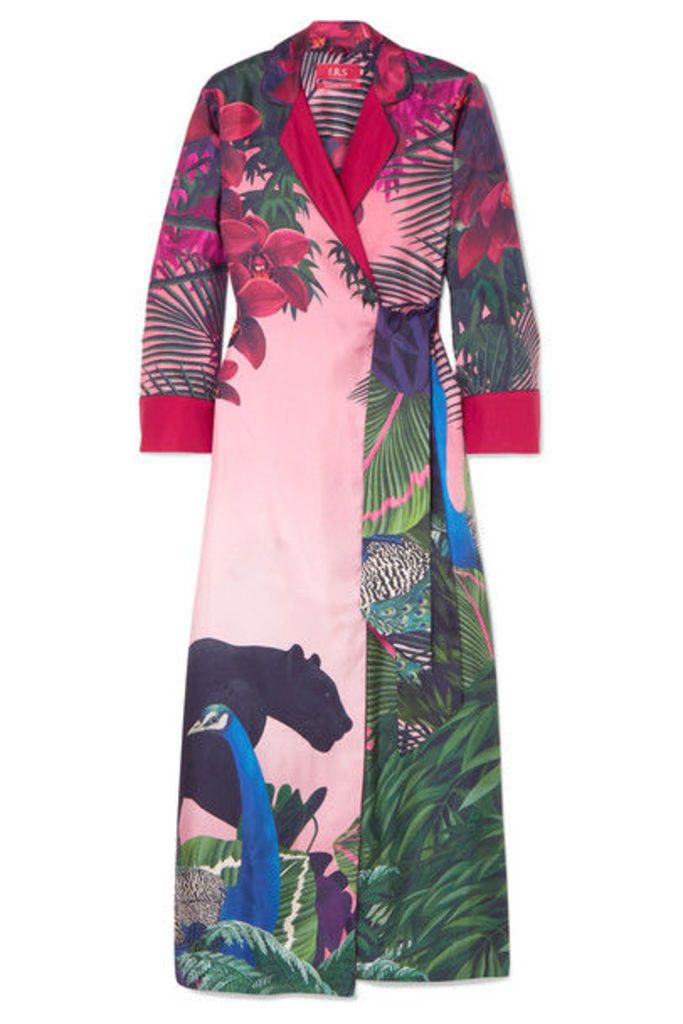 F.R.S For Restless Sleepers - Alectrona Printed Silk-satin Twill Wrap Maxi Dress - Pink