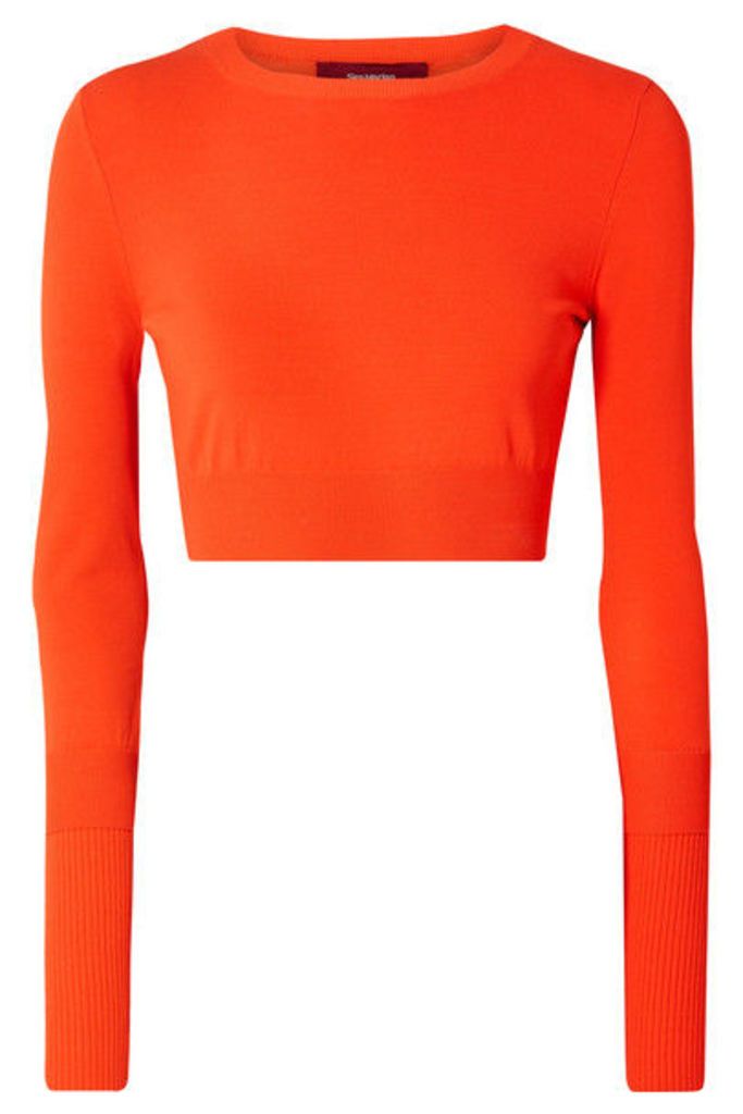 Sies Marjan - Gwin Cropped Stretch-knit Sweater - Bright orange