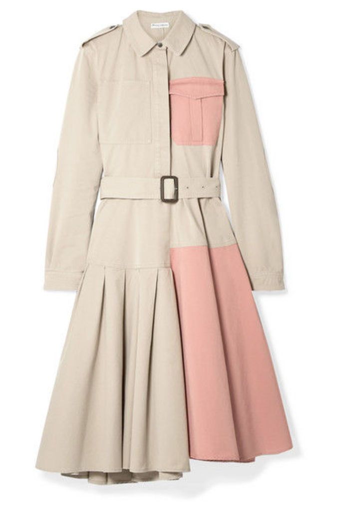 JW Anderson - Belted Paneled Cotton-drill Dress - Beige