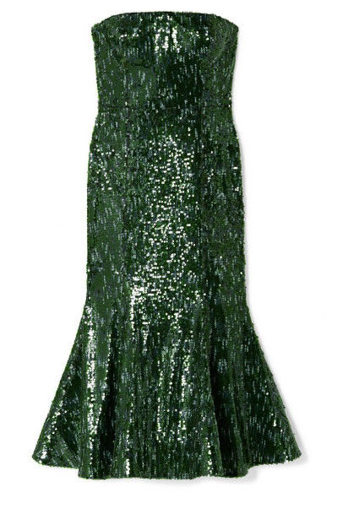 SemSem - Strapless Sequined Tulle Midi Dress - Emerald
