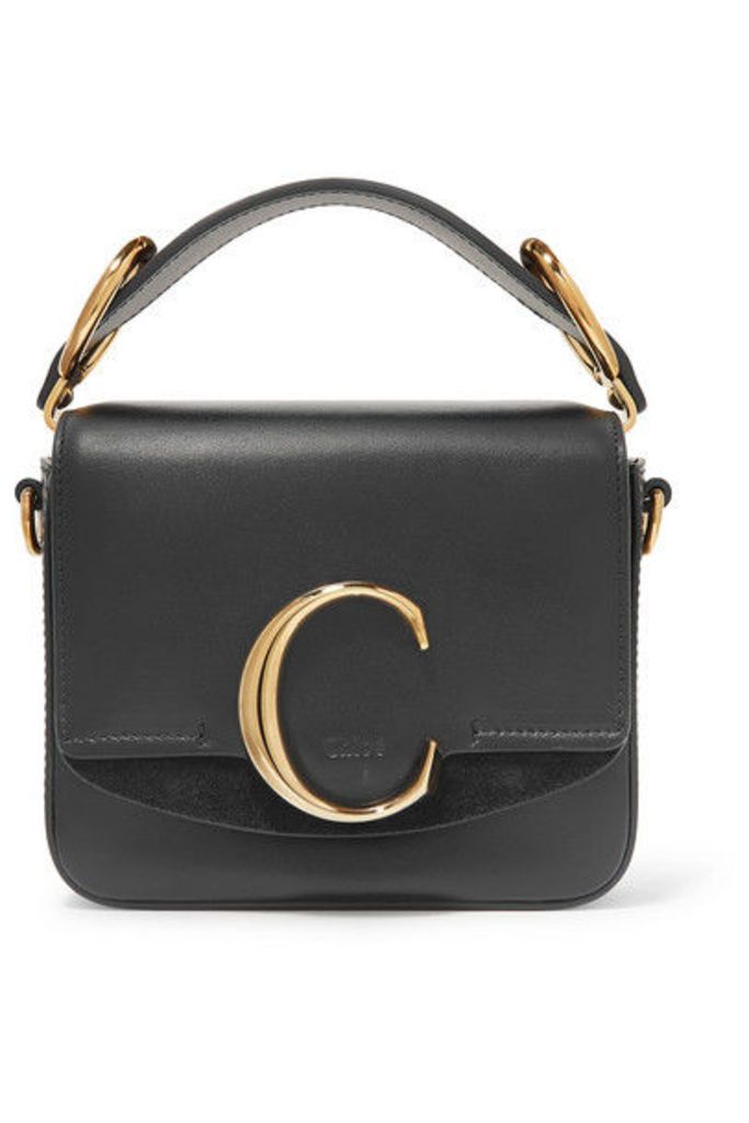 Chloé - Chloé C Mini Suede-trimmed Leather Shoulder Bag - Black