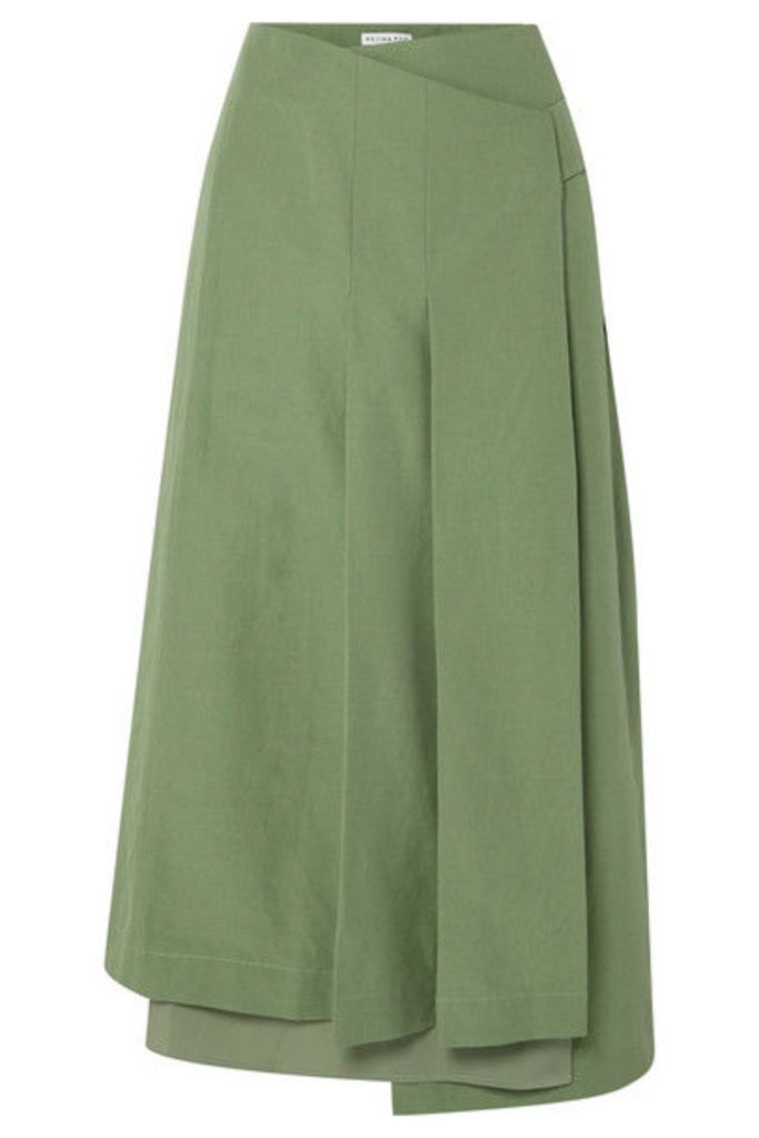 REJINA PYO - Laurie Cotton And Linen-blend And Silk Wrap Skirt - Green