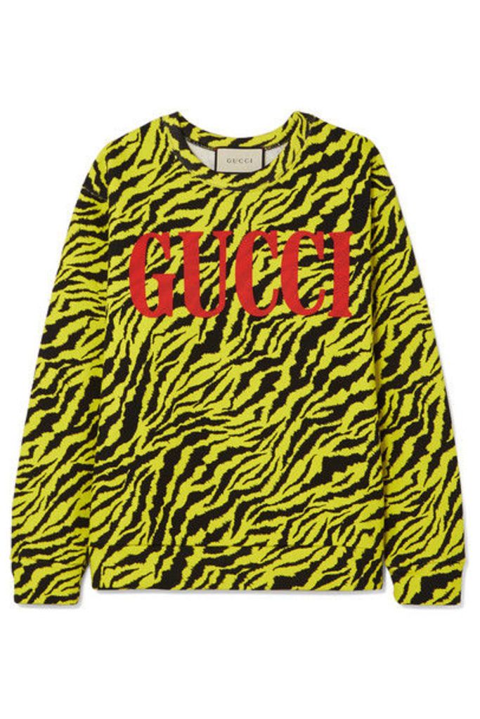 Gucci - Neon Tiger-print Cotton-jersey Sweatshirt - Yellow