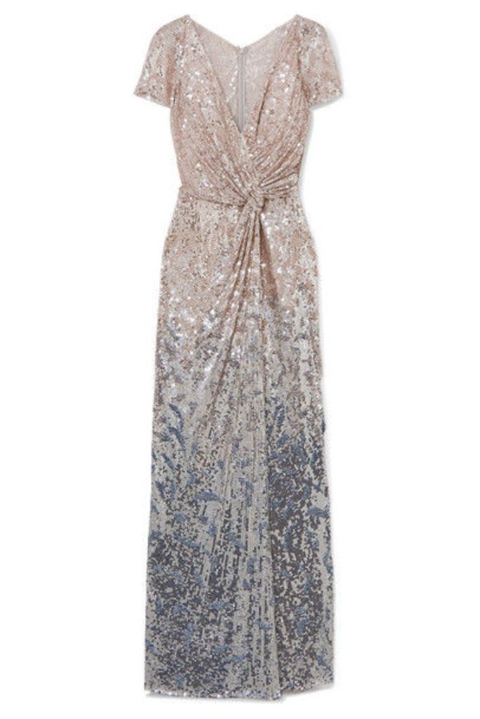 Jenny Packham - Blondell Wrap-effect Ombré Sequined Tulle Gown - White