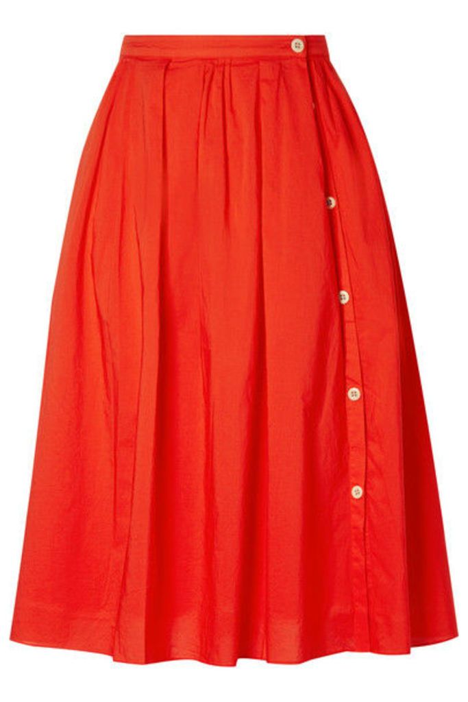 Alex Mill - Pleated Cotton-voile Midi Skirt - Red