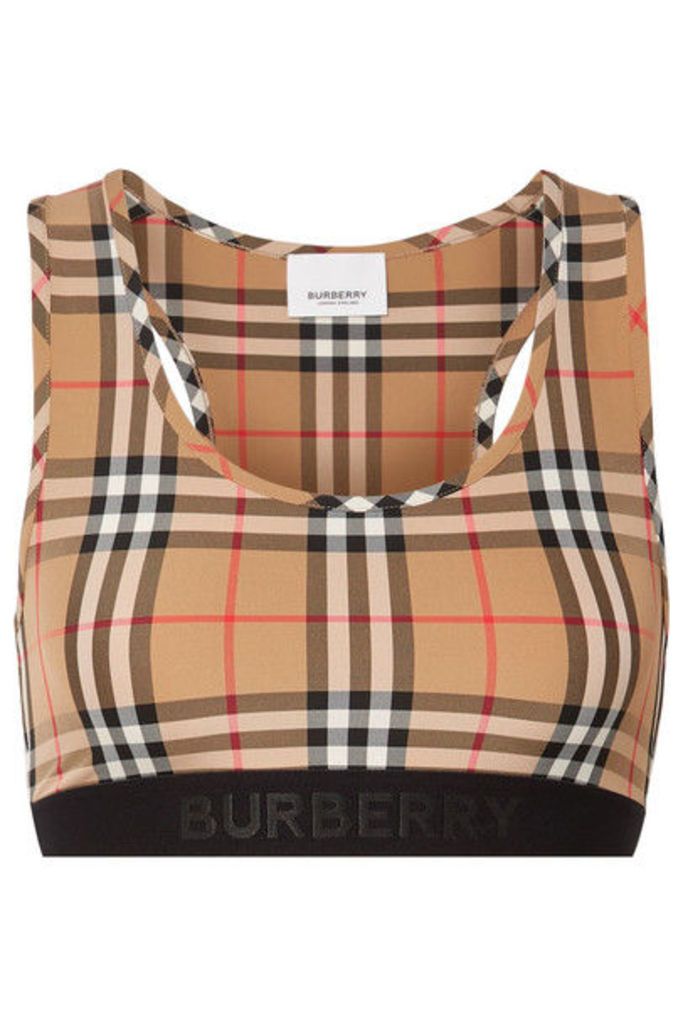 Burberry - Checked Stretch-jersey Bra Top - Beige