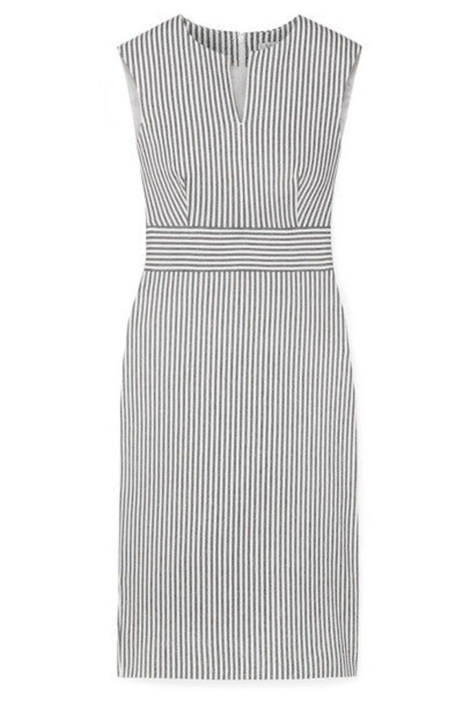 Max Mara - Caraffa Striped Stretch Cotton And Linen-blend Dress - Gray