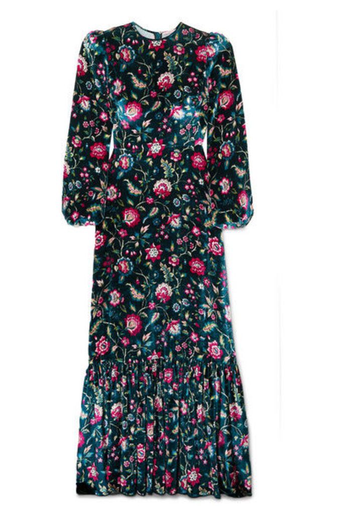 The Vampire's Wife - Belle Floral-print Velvet Maxi Dress - Navy