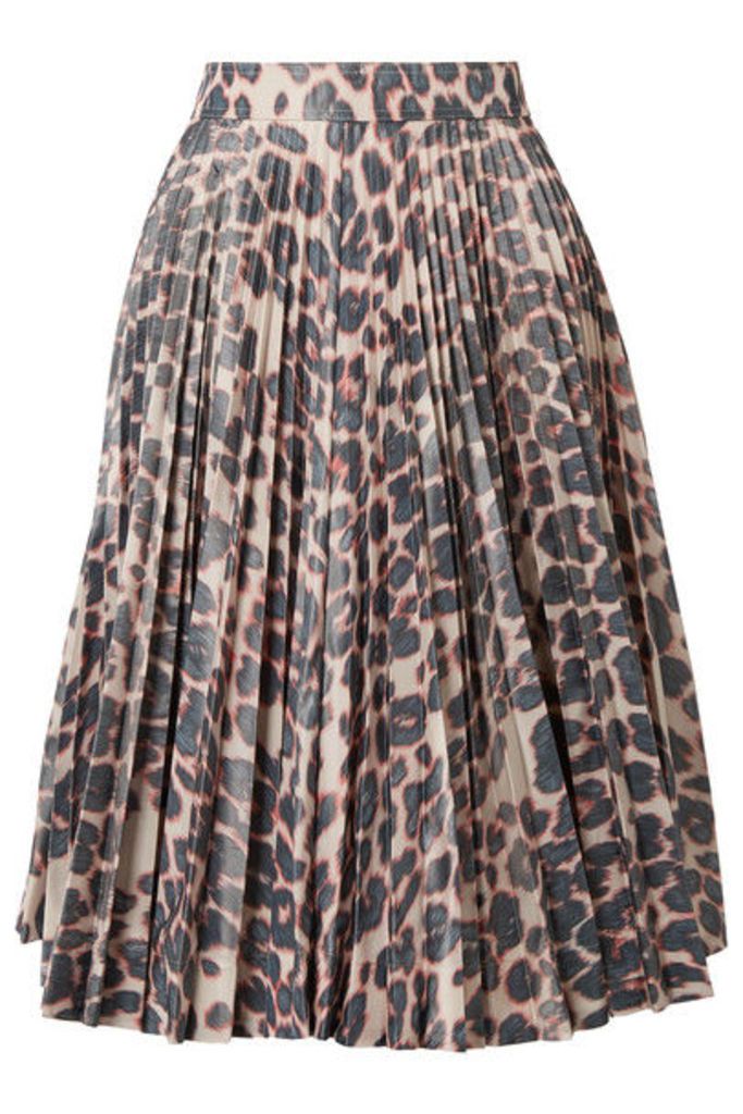 CALVIN KLEIN 205W39NYC - Pleated Leopard-print Taffeta Midi Skirt - Beige