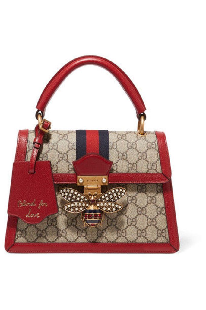 Gucci - Queen Margaret Textured Leather-trimmed Printed Coated-canvas Tote - one size