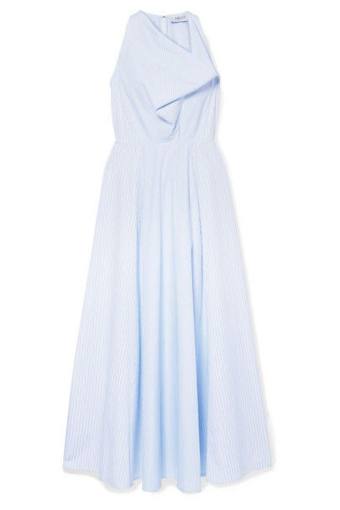 ARIAS - Draped Striped Cotton-poplin Maxi Dress - Blue