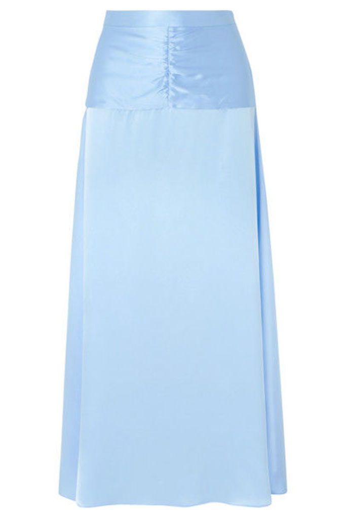 ARIAS - Ruched Silk-charmeuse Maxi Skirt - Sky blue