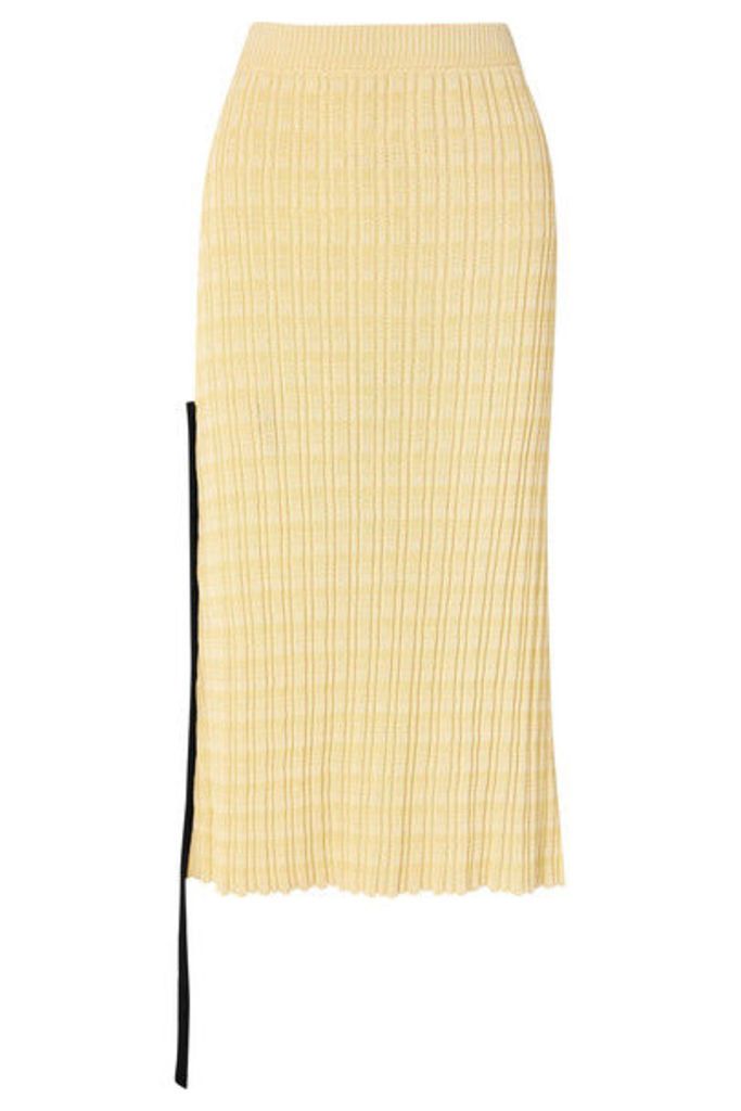 Jil Sander - Chiffon-trimmed Ribbed Cotton Midi Skirt - Yellow