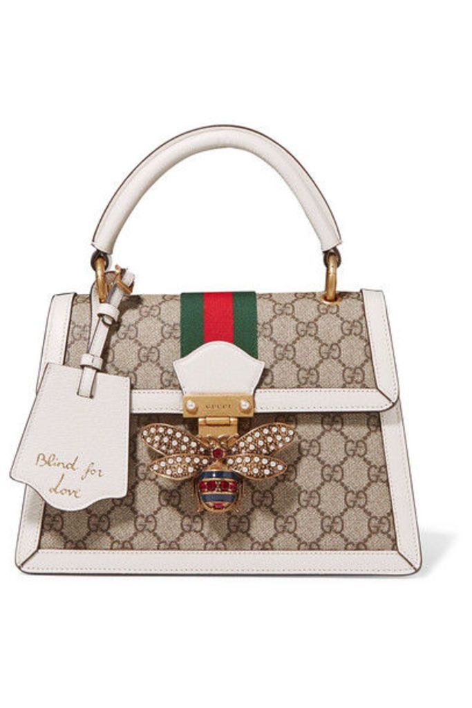 Gucci - Queen Margaret Textured Leather-trimmed Printed Coated-canvas Tote - White