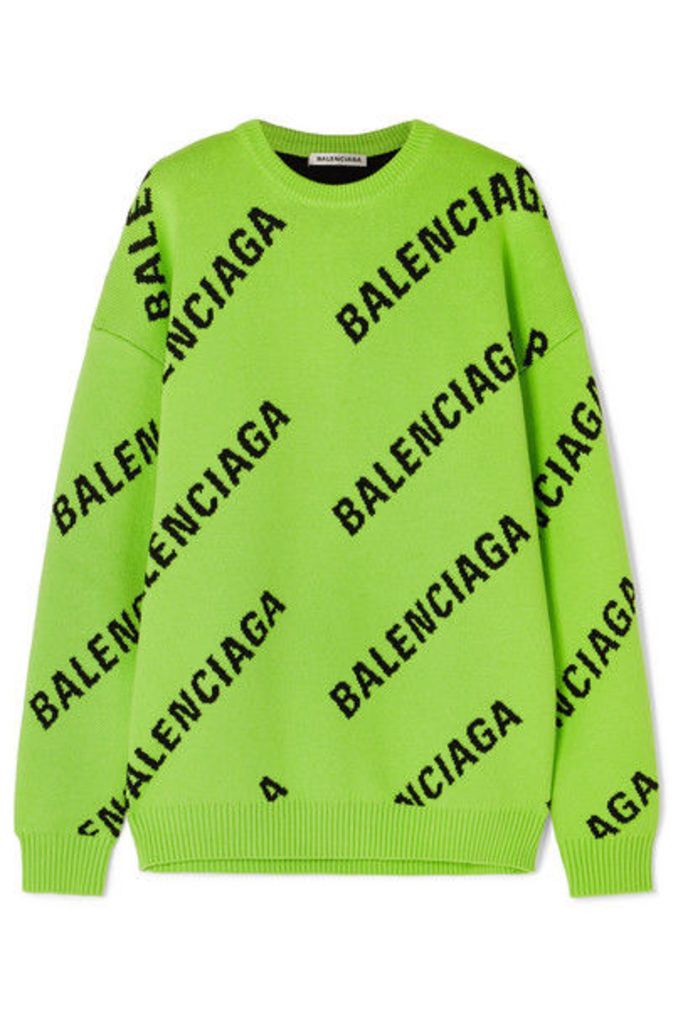 Balenciaga - Oversized Intarsia Cotton-blend Sweater - Green