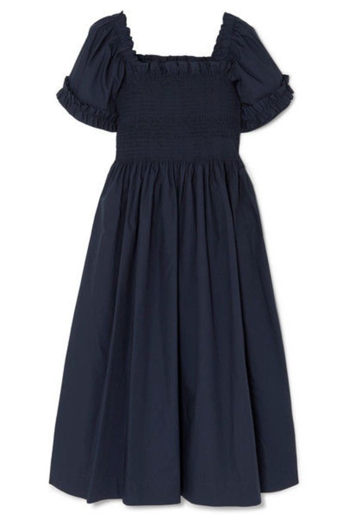 Molly Goddard - Adelaide Shirred Cotton Dress - Navy