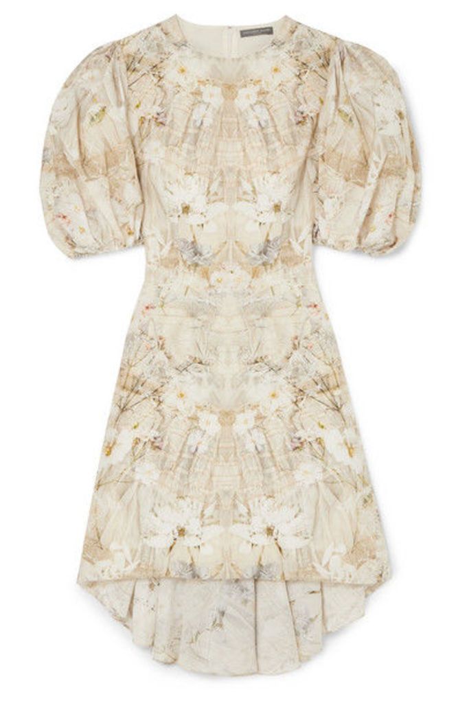 Alexander McQueen - Asymmetric Floral-print Silk Crepe De Chine Dress - Ivory