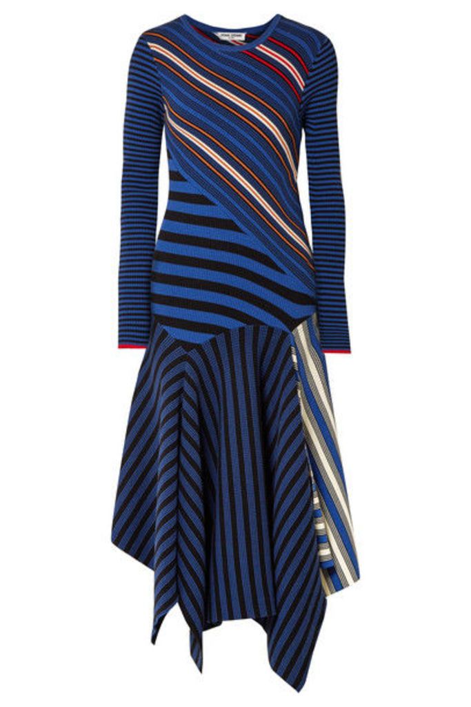 Opening Ceremony - Asymmetric Striped Cotton-blend Midi Dress - Blue