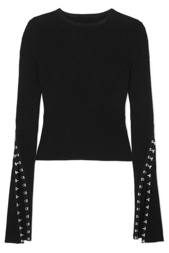 Alexander McQueen - Embellished Ribbed-knit Sweater - Black