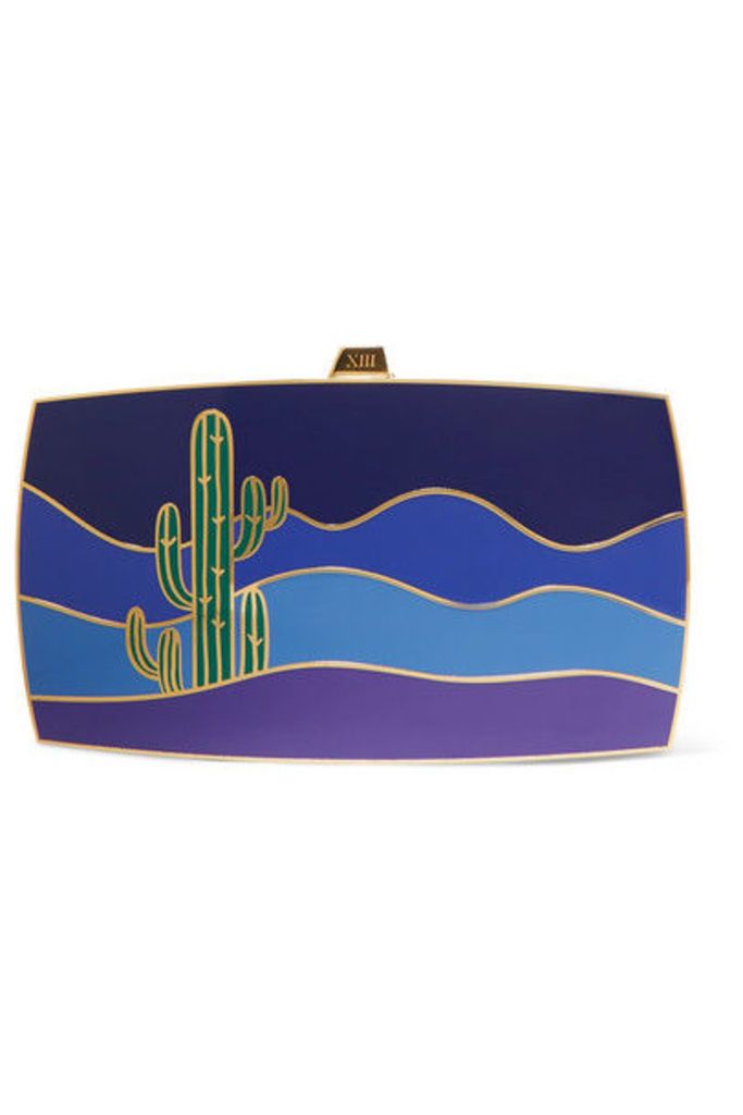 13BC - The Mexican Calling Gold-tone And Enamel Clutch - Blue