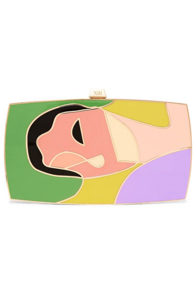 13BC - The Surrender Gold-tone And Enamel Clutch - Green