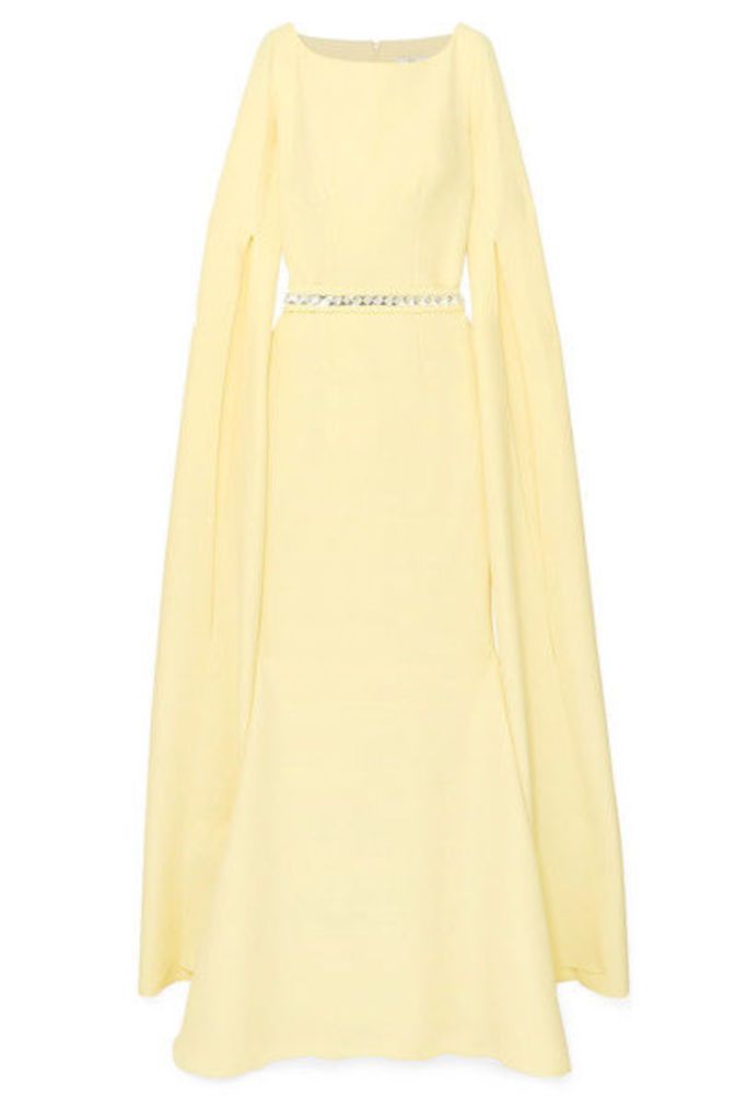 Safiyaa - Crystal-embellished Stretch-crepe Gown - Pastel yellow
