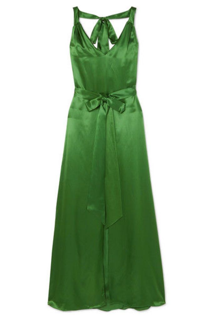 Temperley London - Darling Belted Silk-blend Satin Maxi Dress - Green