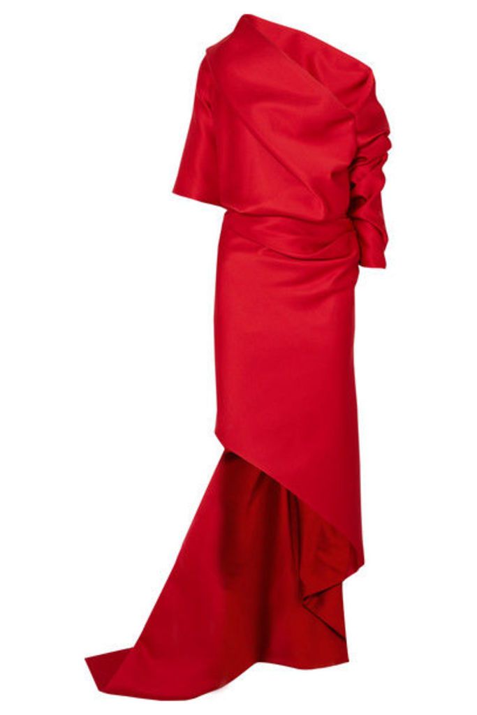 Balenciaga - One-shoulder Draped Duchesse-satin Gown - Red