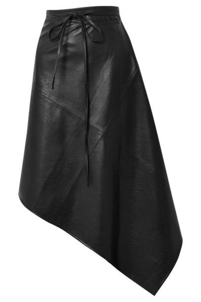 we11done - Asymmetric Faux Leather Wrap Skirt - Black