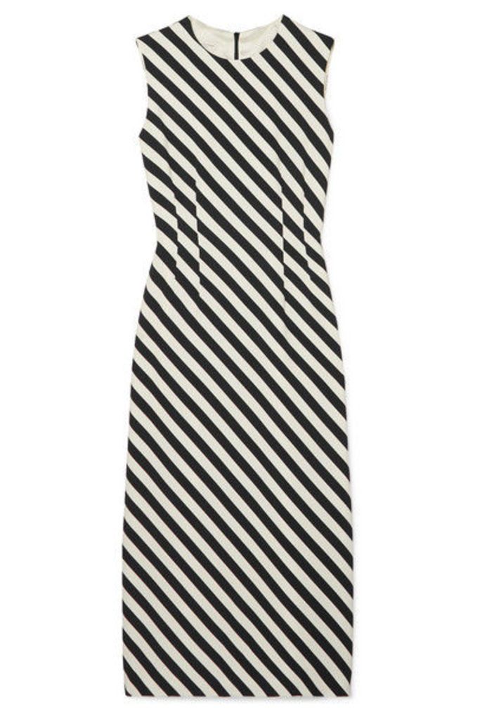 Dries Van Noten - Striped Satin Midi Dress - Black