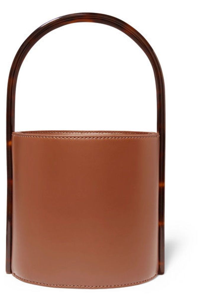 STAUD - Bissett Leather And Tortoiseshell Acrylic Bucket Bag - Tan