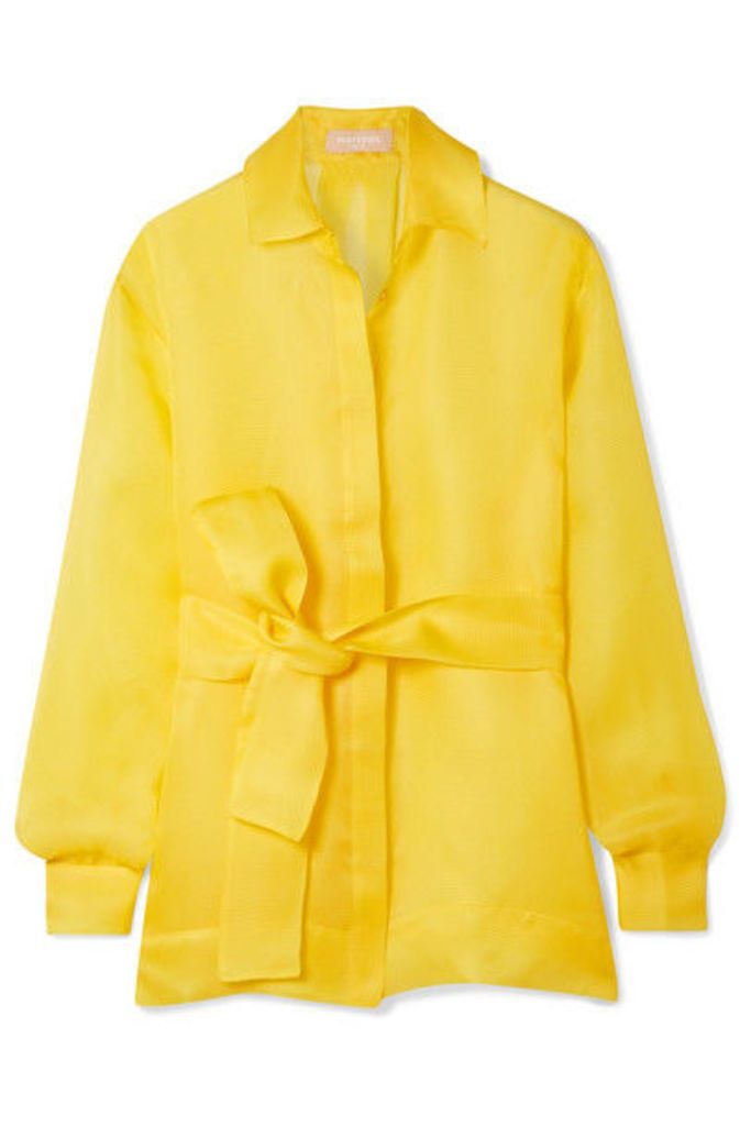 MATÉRIEL - Belted Textured Silk-gauze Shirt - Yellow