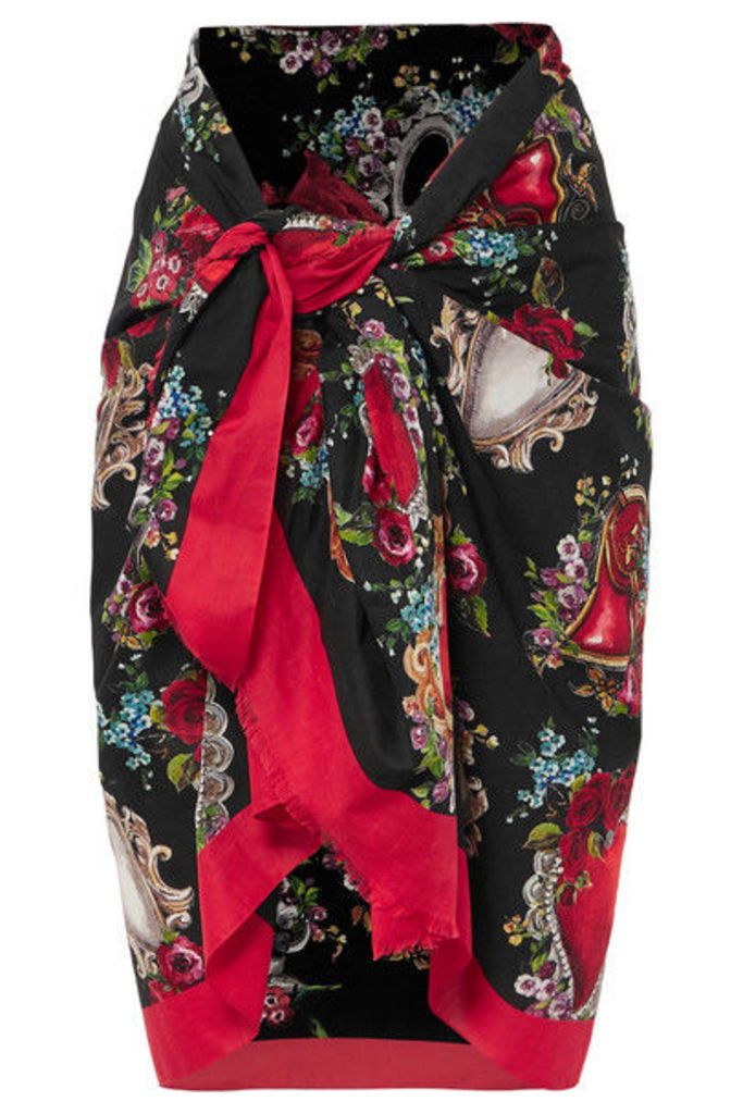 Dolce & Gabbana - Floral-print Cotton-voile Pareo - Red