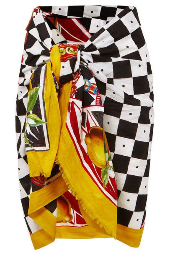 Dolce & Gabbana - Printed Cotton-voile Pareo - Yellow